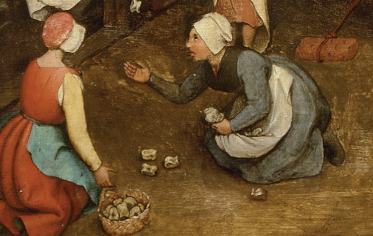 The women tossing astragali in Breughel’s “Children Games”