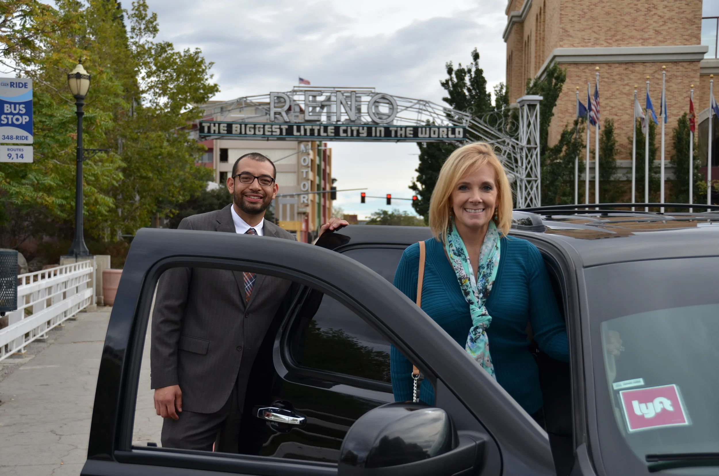 Council-members Oscar Delgado and Neoma Jardon take Reno's first Lyft ride!