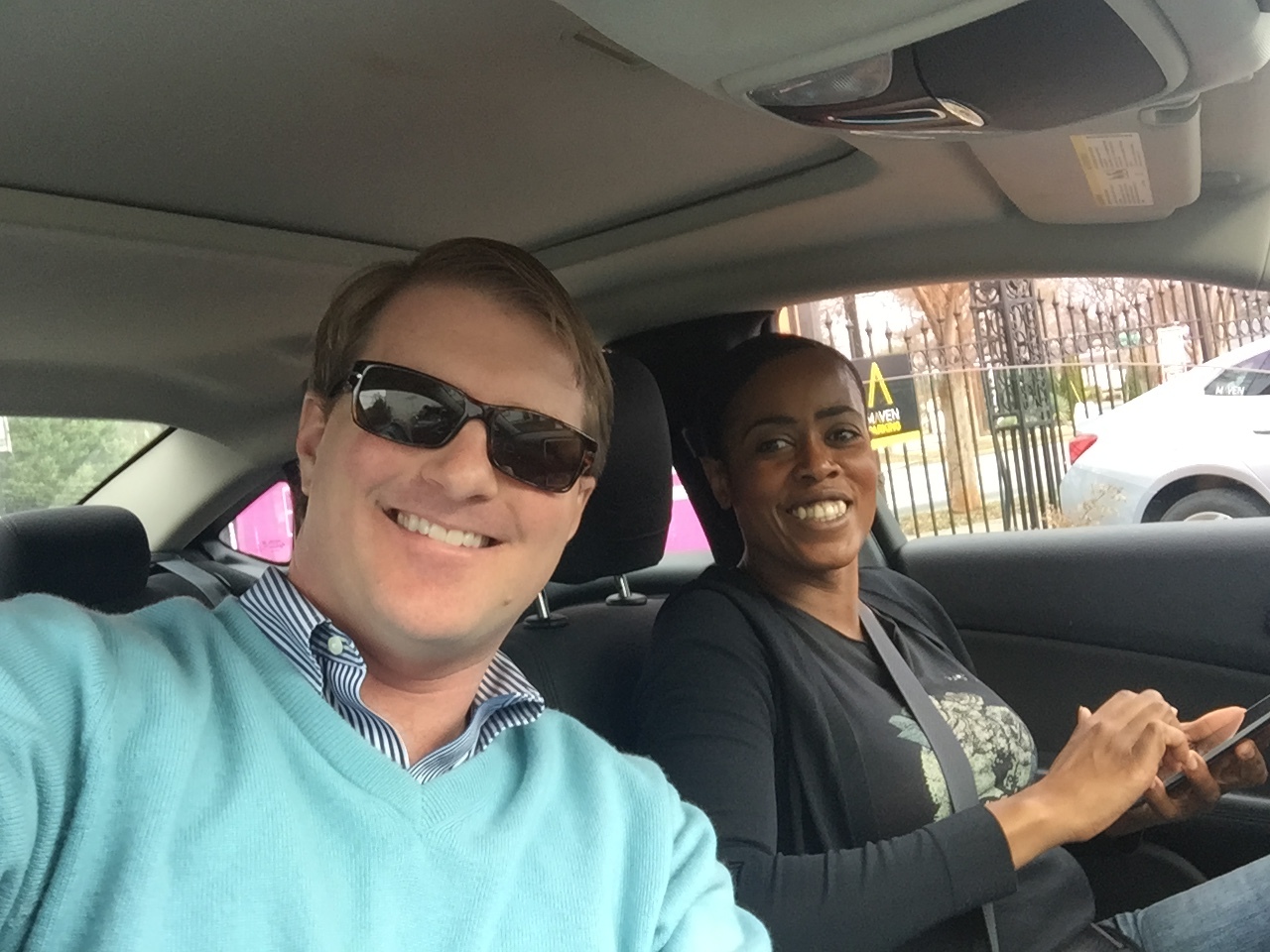 GM Sam with driver Bethany on his morning commute