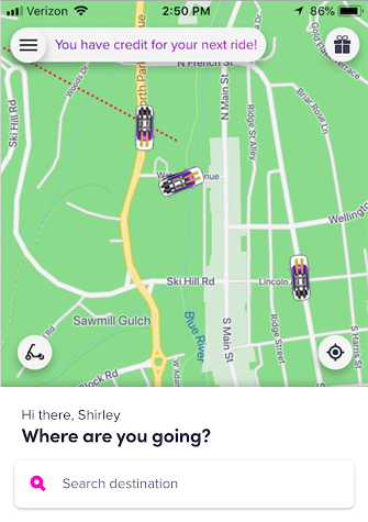 In the Lyft app, enter your destination.