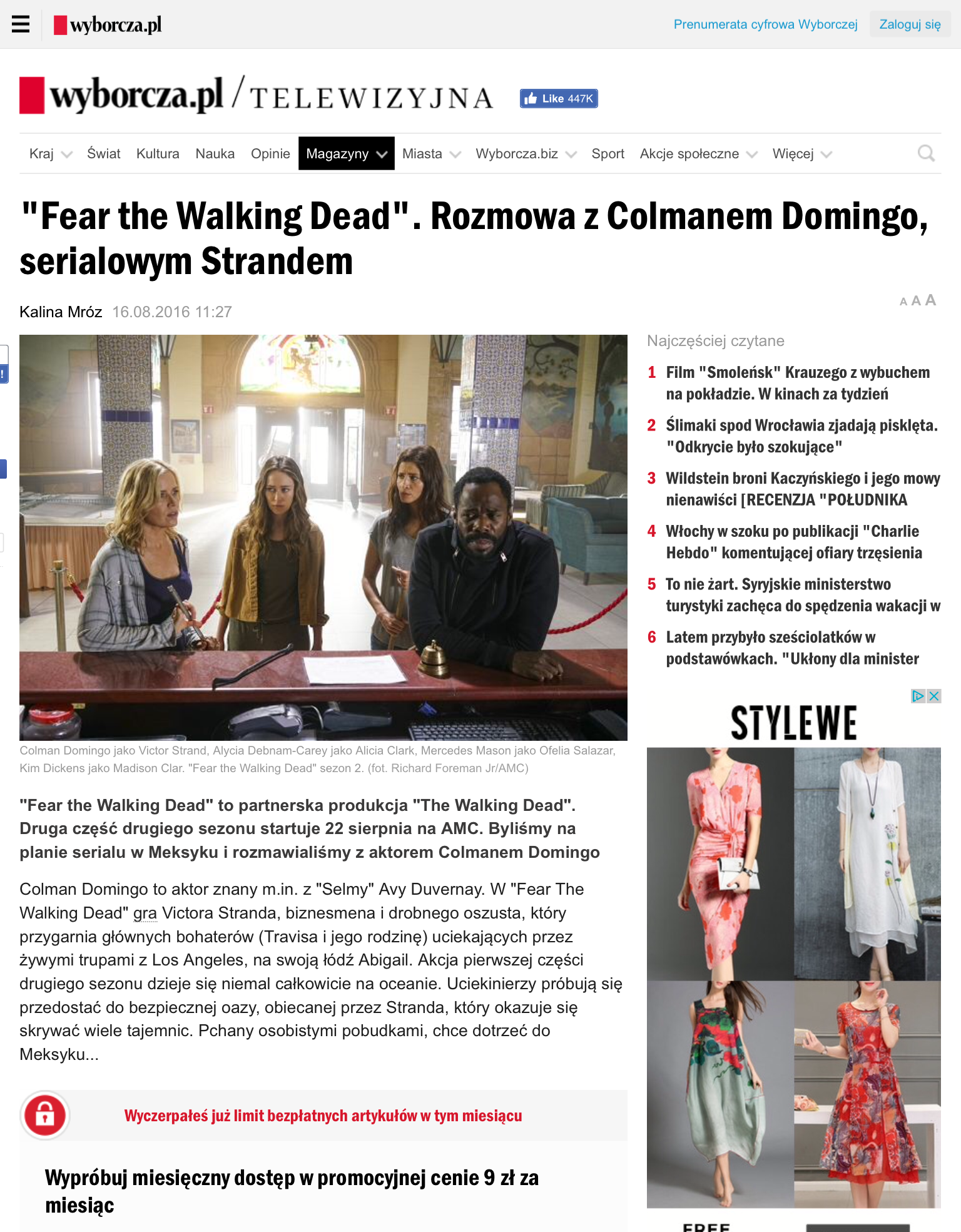 Wyborcza Poland Colman Domingo Interview (Click on images for source)