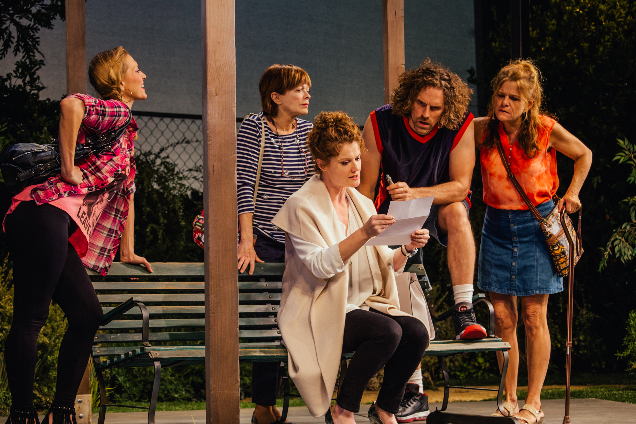  Elyse Mirto, Frances Fisher, Rebecca Wisocky, Travis Johns and Dale Dickey. Photo by Jeff Lorch Photography. 