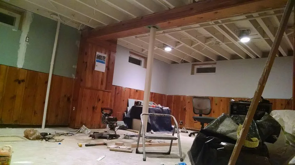 Lighting installed, drywall in progress