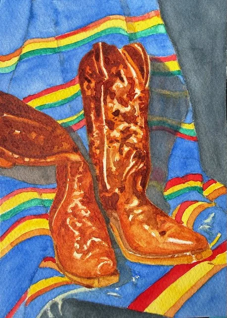 COWBOY BOOTS ON STRIPES