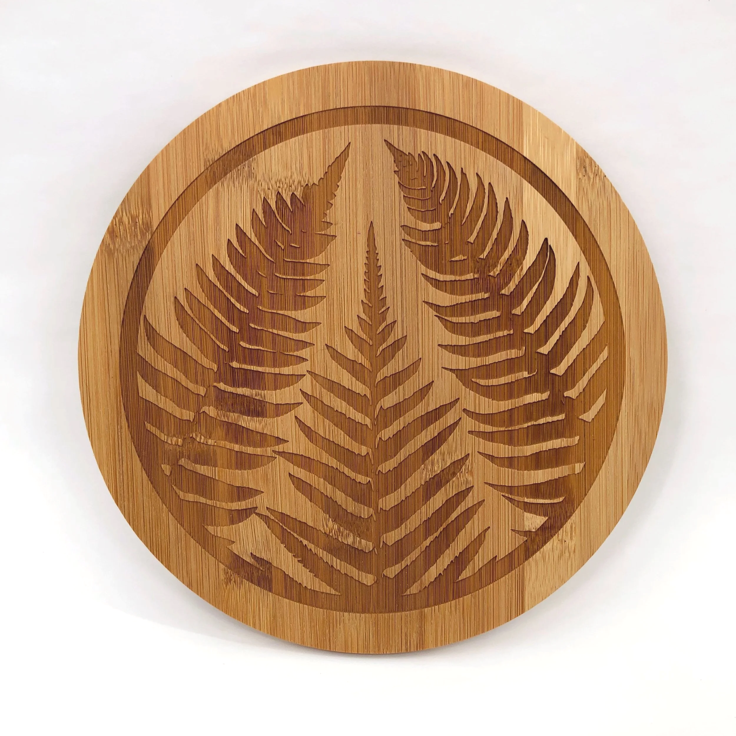 Sword Fern Decorative Charcuterie Bamboo Cutting Board
