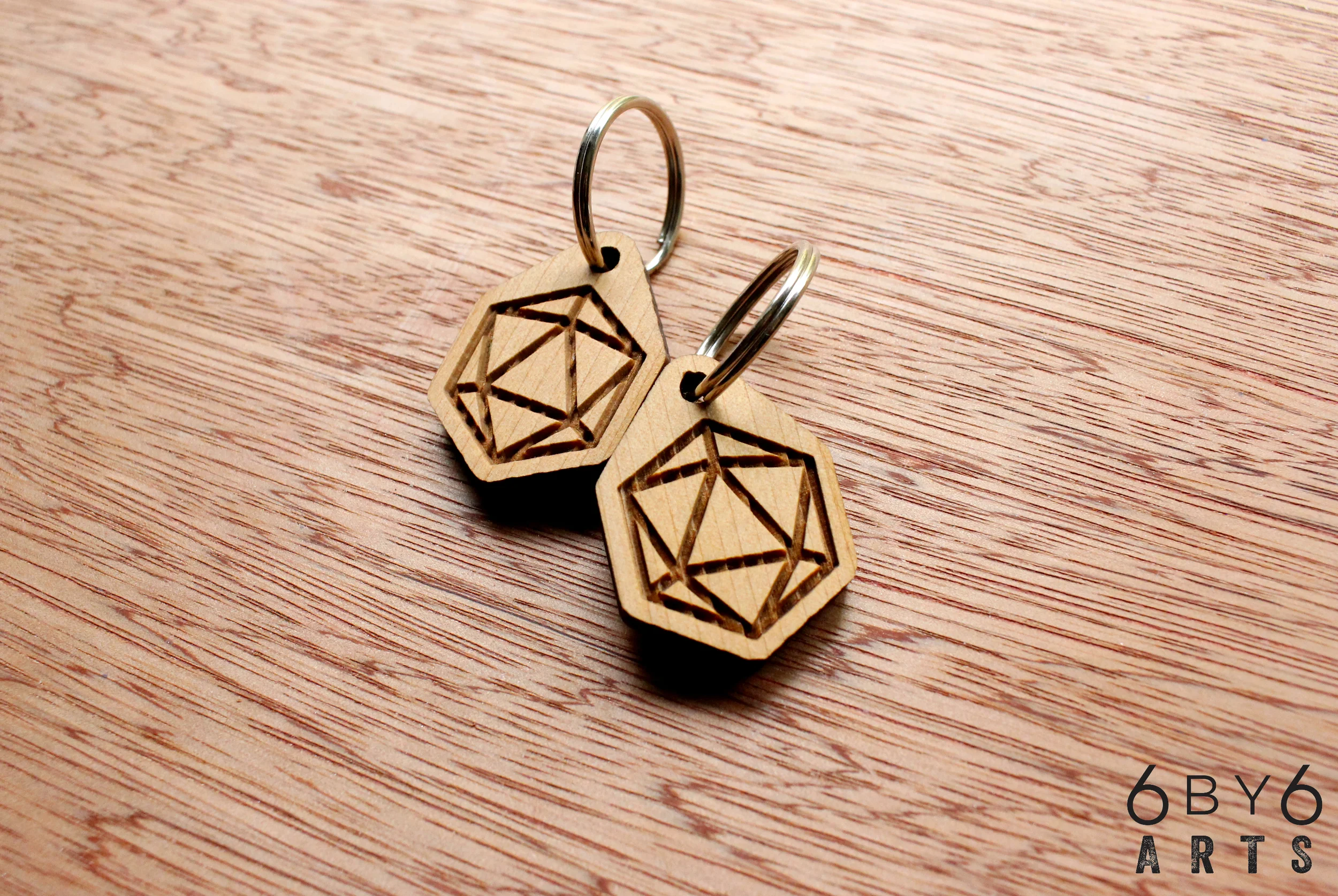 D20 Icosahedron Dungeons and Dragons Keychain | 6 by 6 Arts