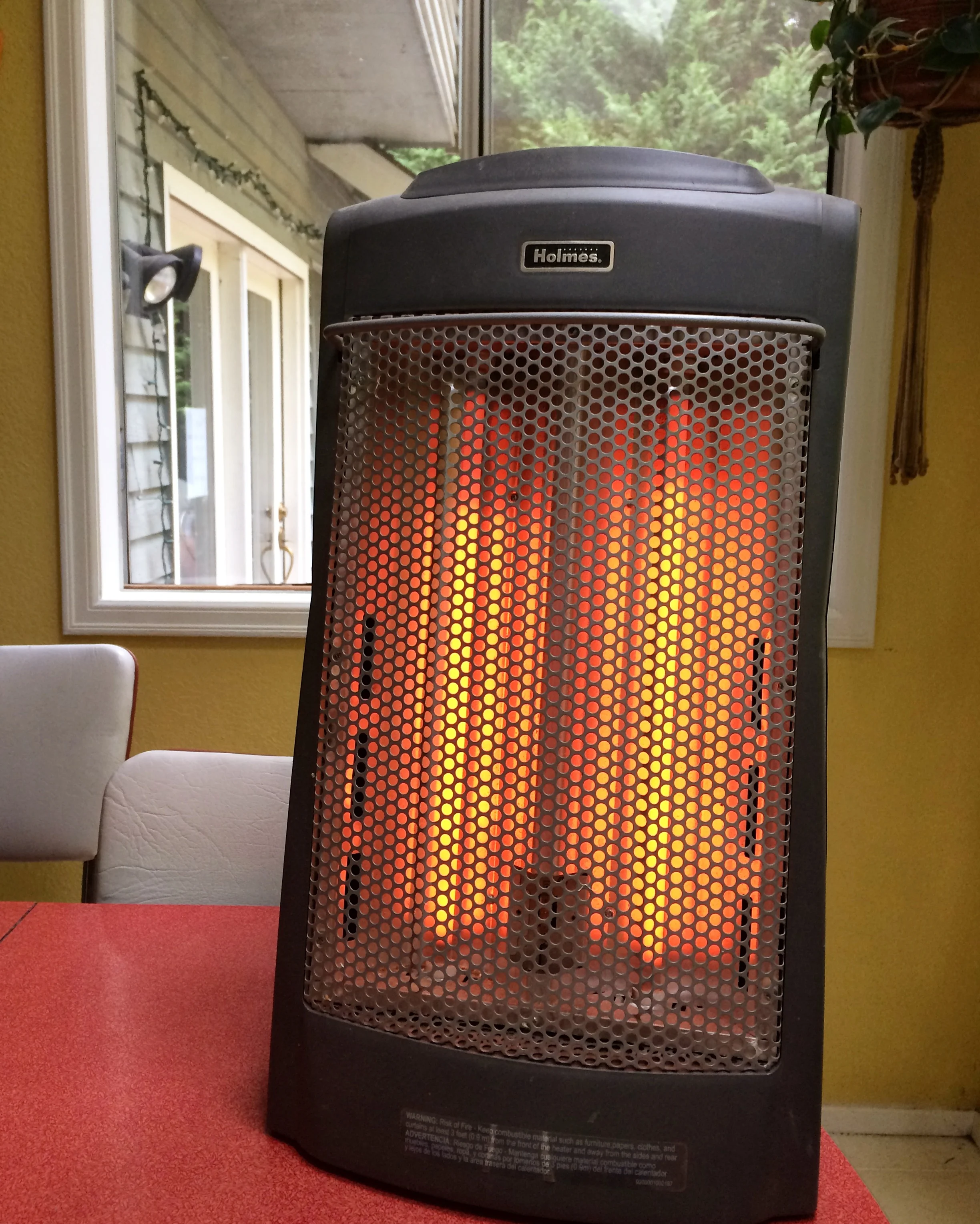 Our tabletop heater for our kitchen table. It's that time of the year where every open space in the house becomes a workspace!
