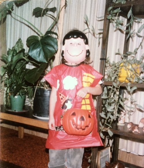 Early 1980's me in my Lucy halloween costume in my indoor jungle.