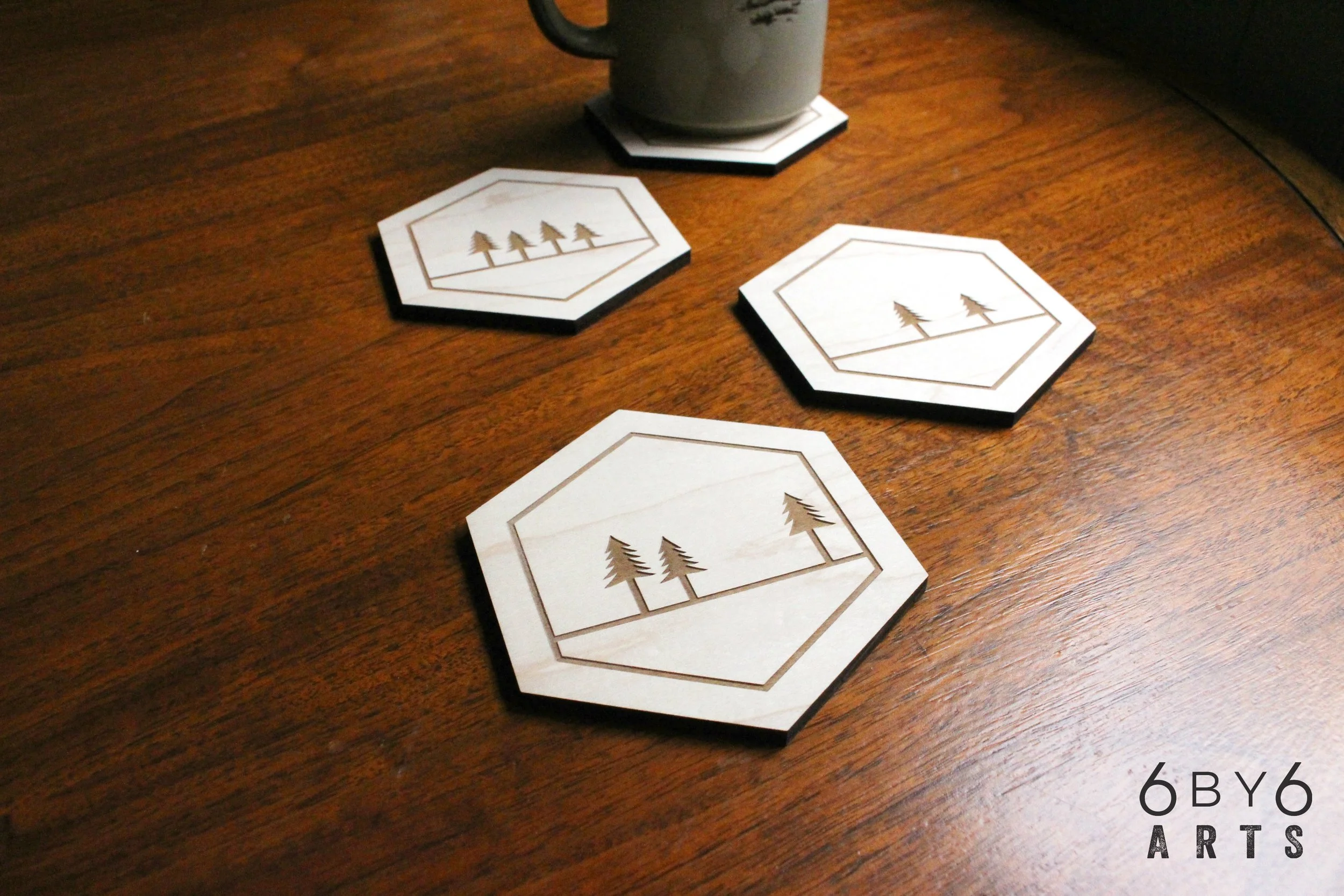 PNW Wood Coasters | 6 by 6 Arts
