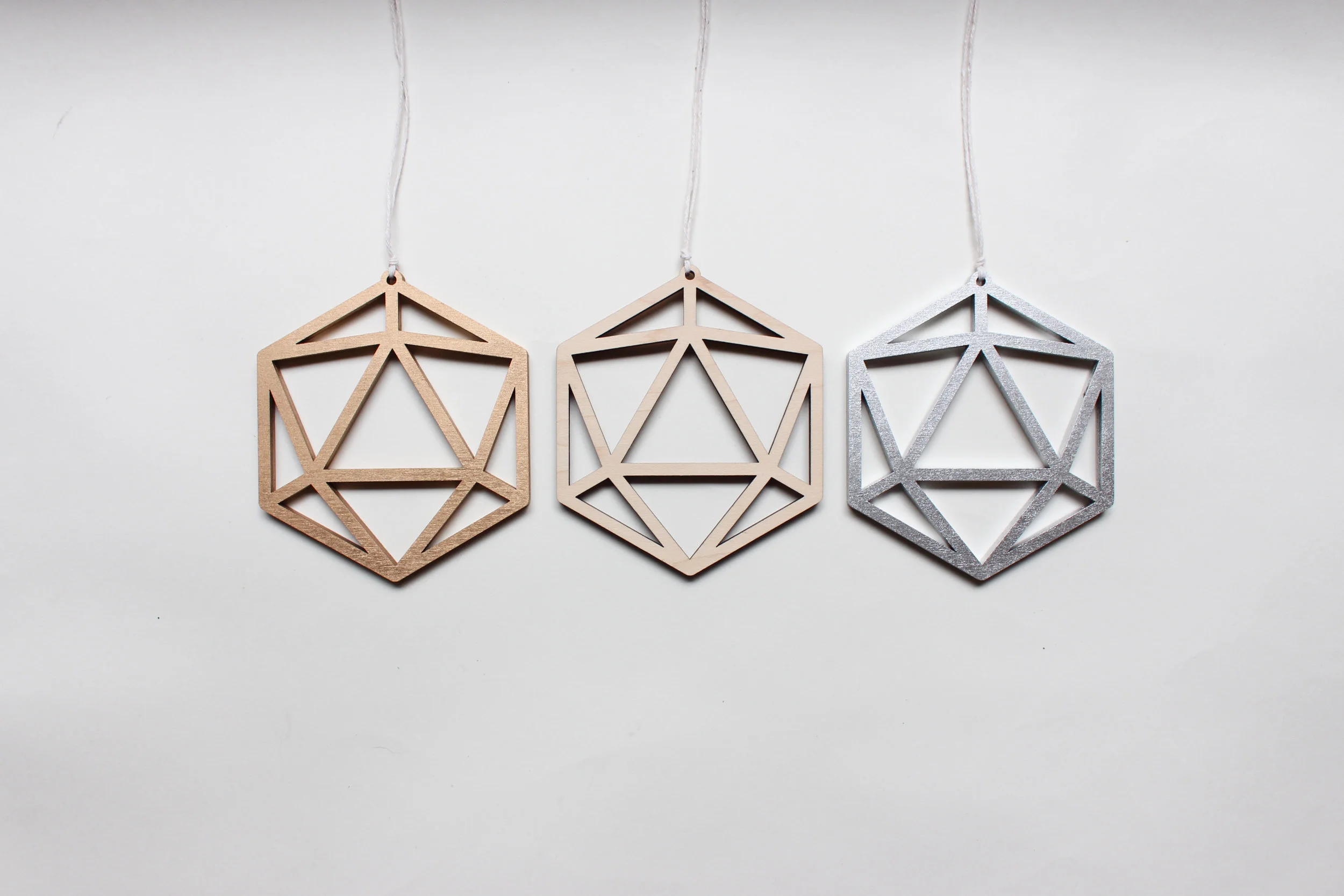 D20 Wood Ornaments | 6 by 6 Arts