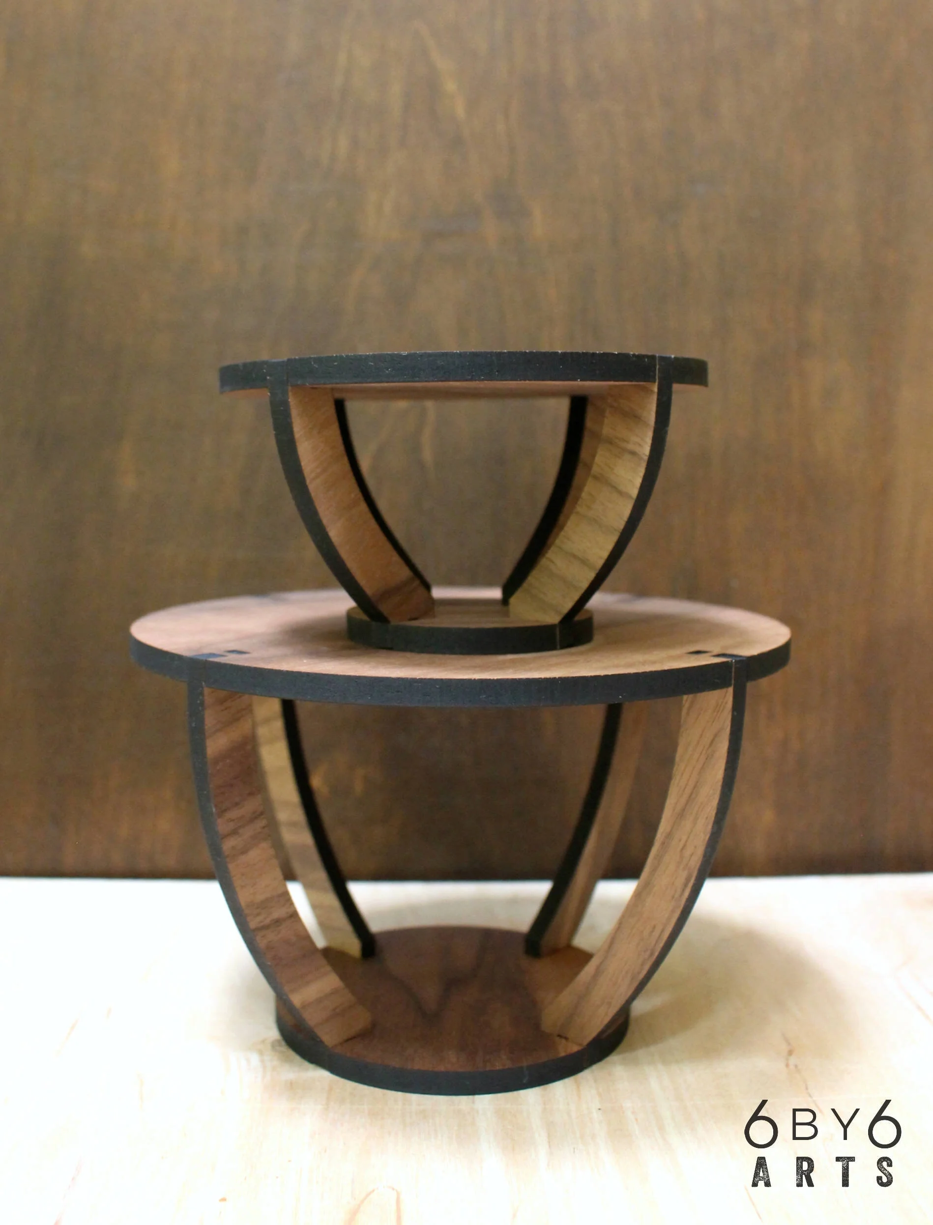6 by 6 Arts Circular Walnut Wood Plant Stand