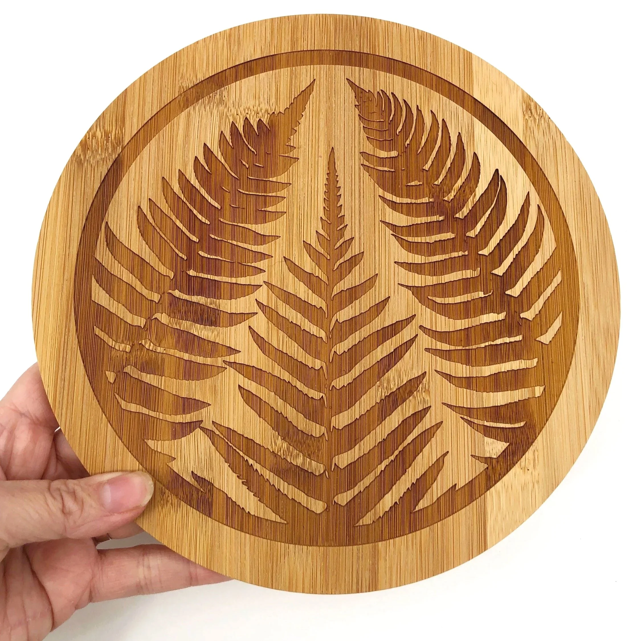 Sword Fern Decorative Charcuterie Bamboo Cutting Board