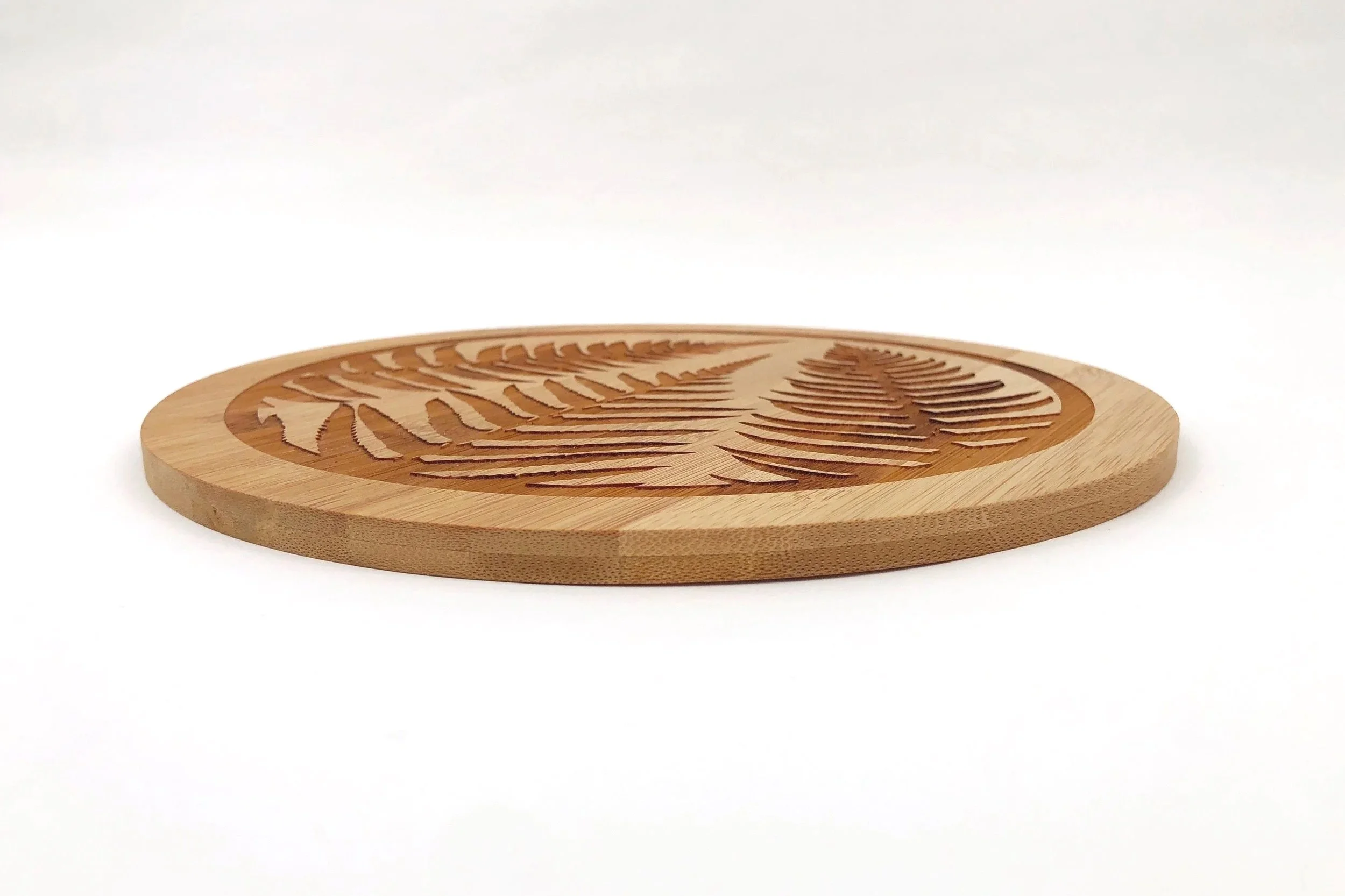 Sword Fern Decorative Charcuterie Bamboo Cutting Board