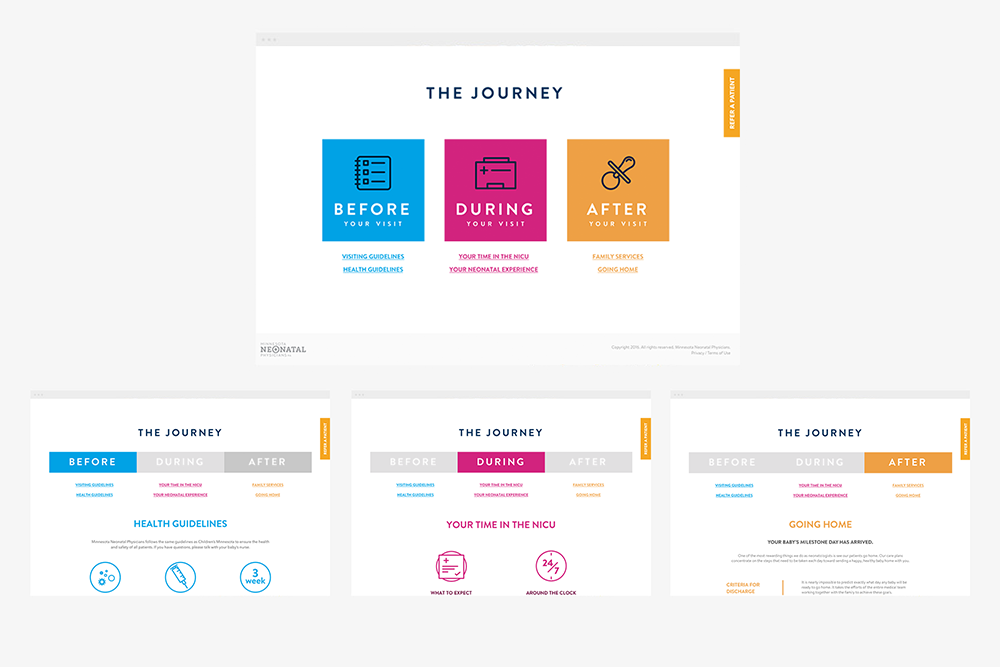 - Rebrand and web campaign brought 30% increase in site traffic - Hospital reported less calls regarding treatments and conditions information - Patients reported feeling more at ease knowing what to expect from their neonatal experience