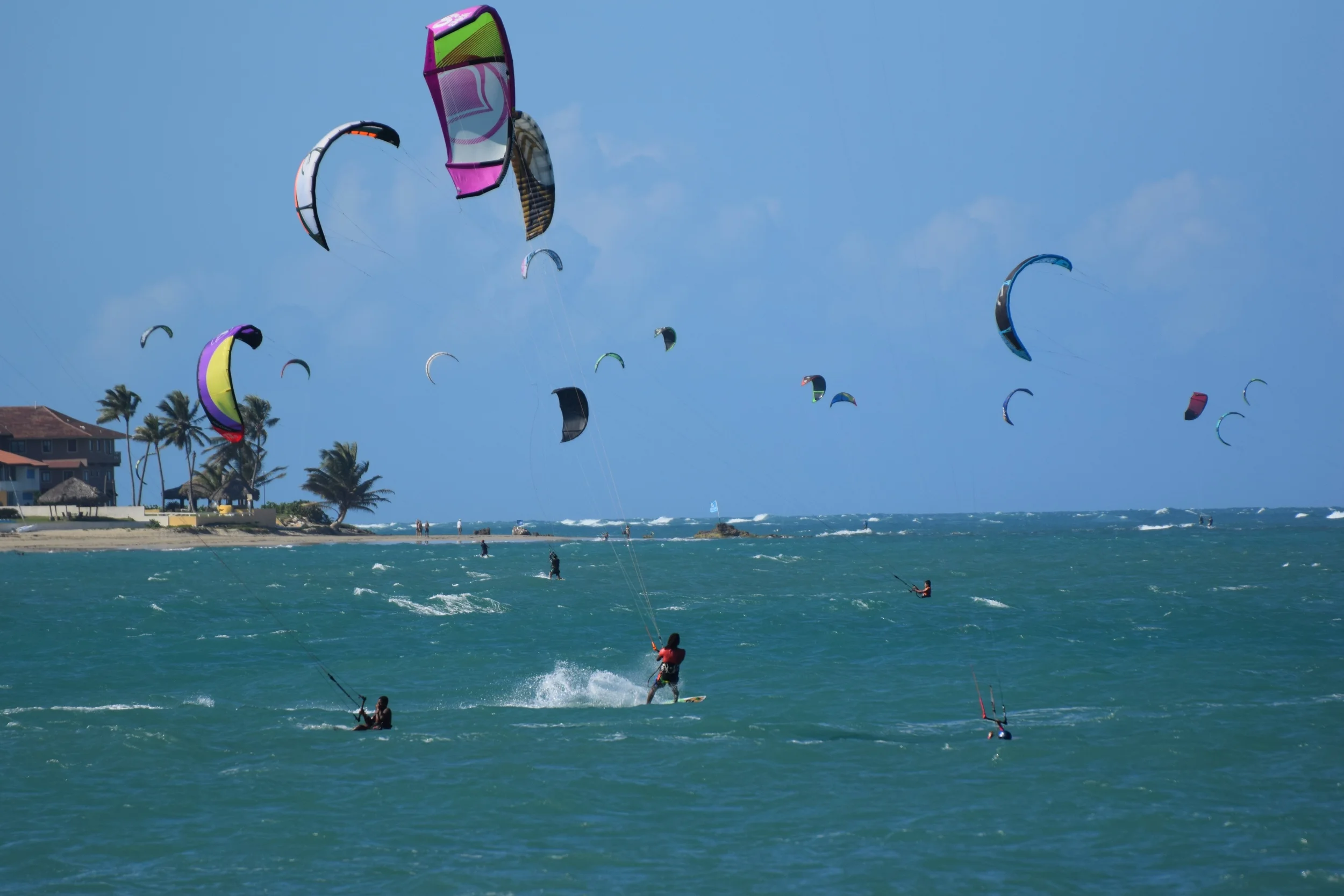  Kite surfing on Cabarete Beach, Cabarete, Dominican Republic 