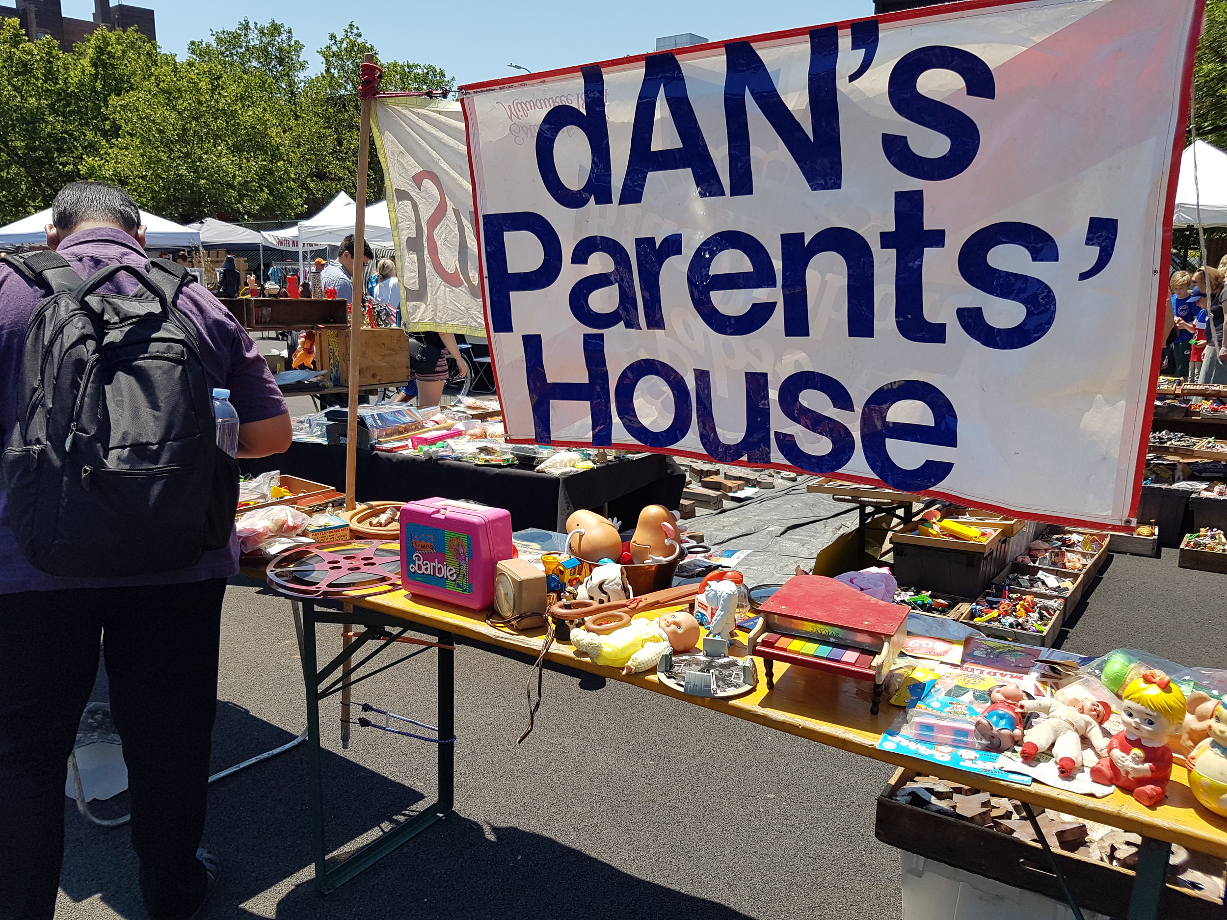 Dan's Parents' House is situated near the centre of the market and gets a lot of attention from weekend shoppers. (Photo credit: Jane Adey)