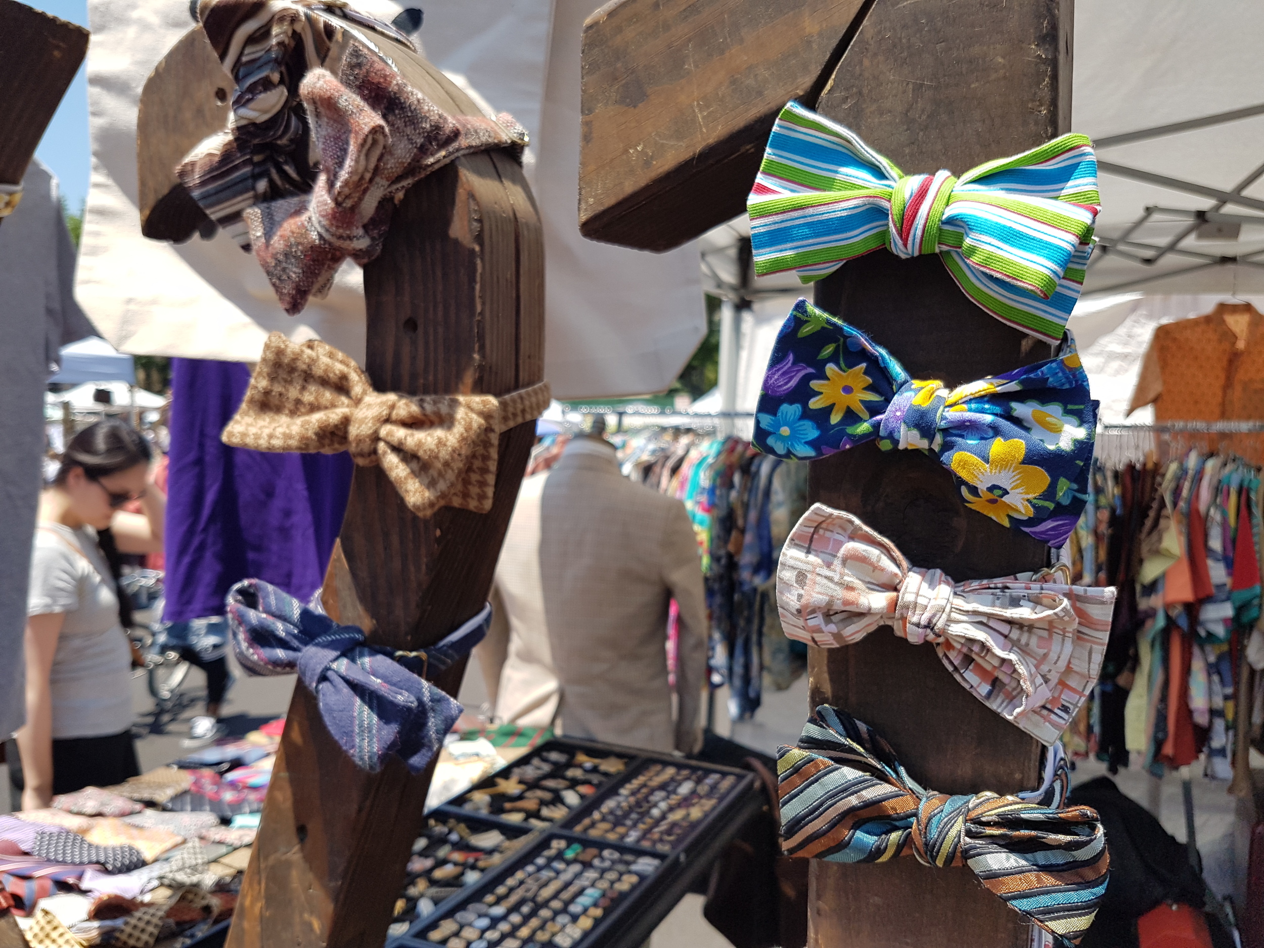 Some of the flashy bow ties made by Travis Sylvester at Fort Greene Market in Brooklyn. (Photo credit: Jane Adey)