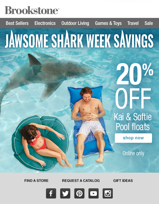 Subject Line: 20% Off Pool Floats During Shark Week