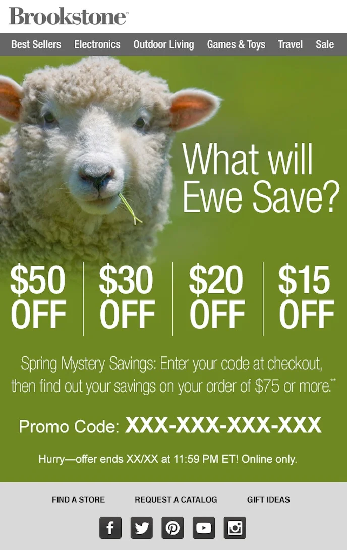 Subject Line: We’re wooly excited about this mystery coupon!