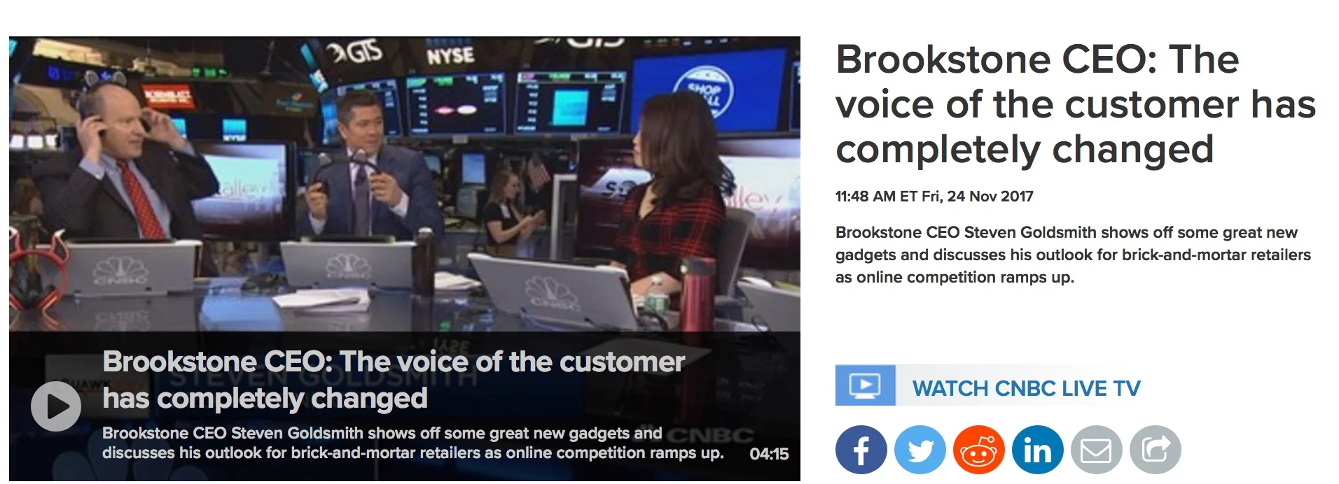 It's always a good day when your CEO promotes the brand on CNBC. It's a great day when it's Steven Goldsmith (left).