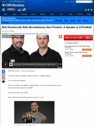 A Boston radio show took some time one day to tease Rob Gronkowski about our Gronkball Bluetooth Speaker and Football. I couldn't send the guys more samples fast enough. It was like Christmas in July.