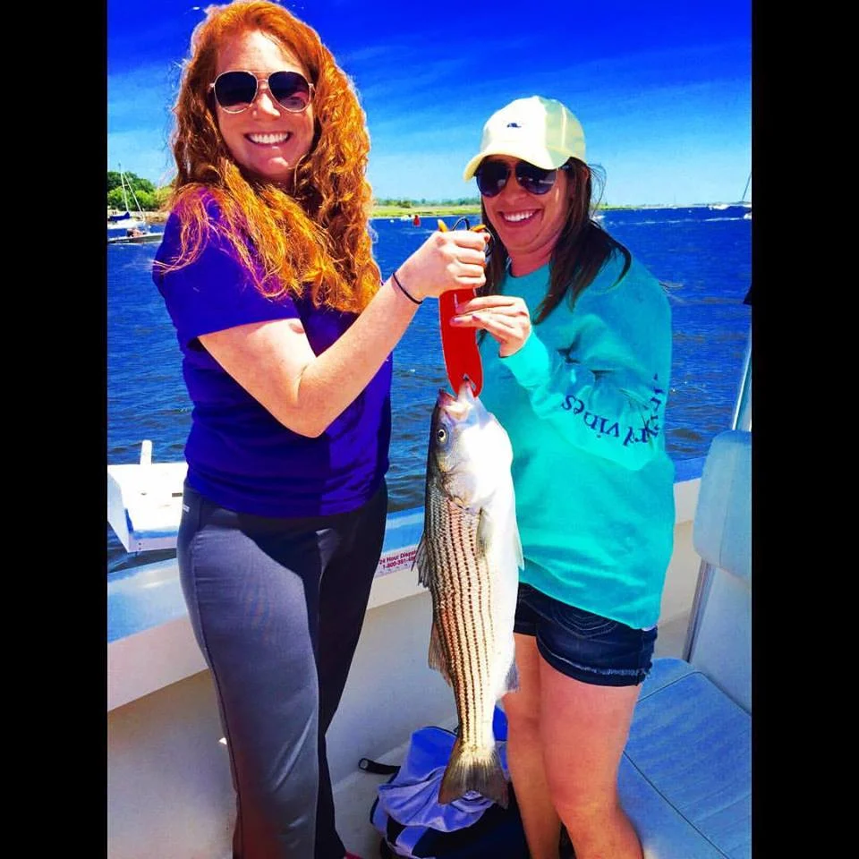 Casey bagged a keeper for Meg to cook aboard Manolin Charters in Newburyport!icheM