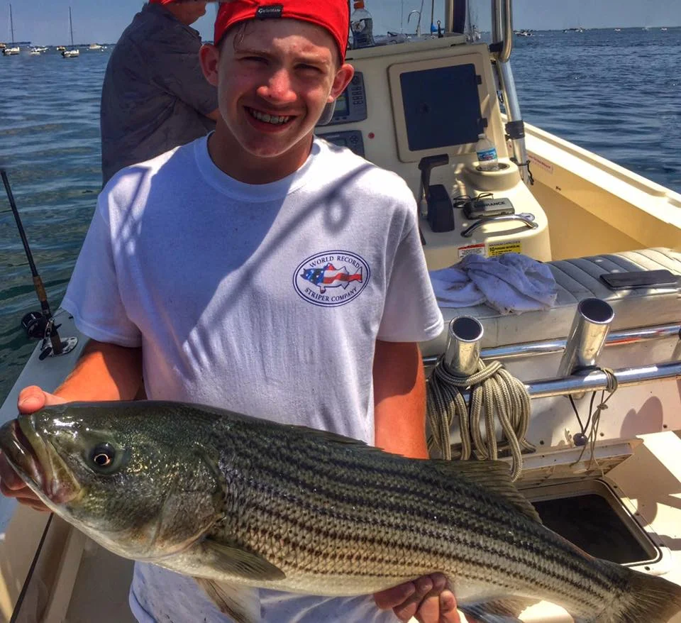 Nathan capping off an amazing striped bass charter with his Dad with a 37" with so many other fish we easily lost count. We released this guy along with a couple other keepers!