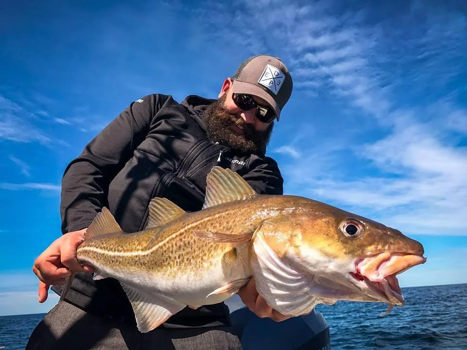 Landon with a monster cod out on Jeffrey's! 