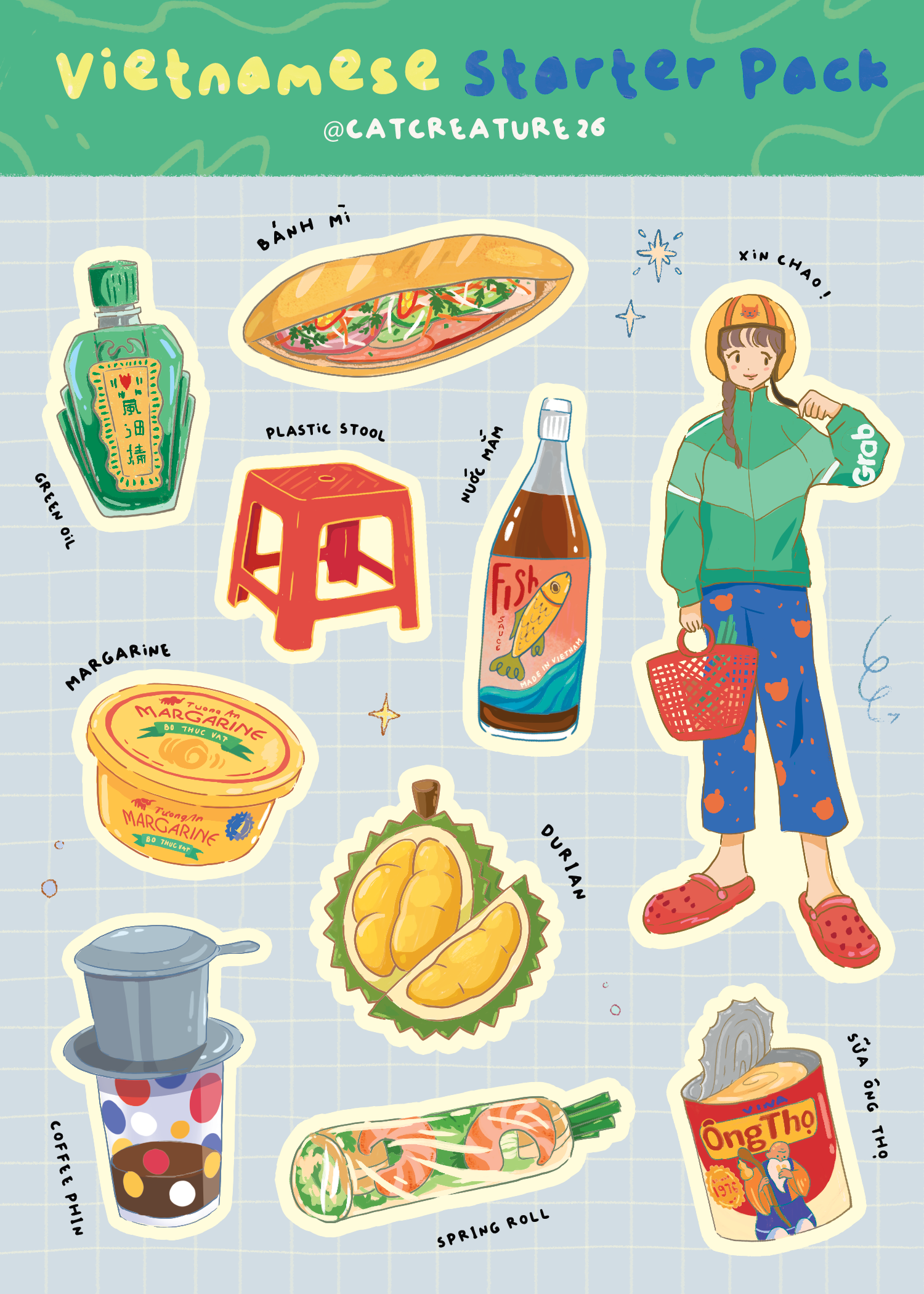 Vietnamese Starter Pack - Sticker Sheet
