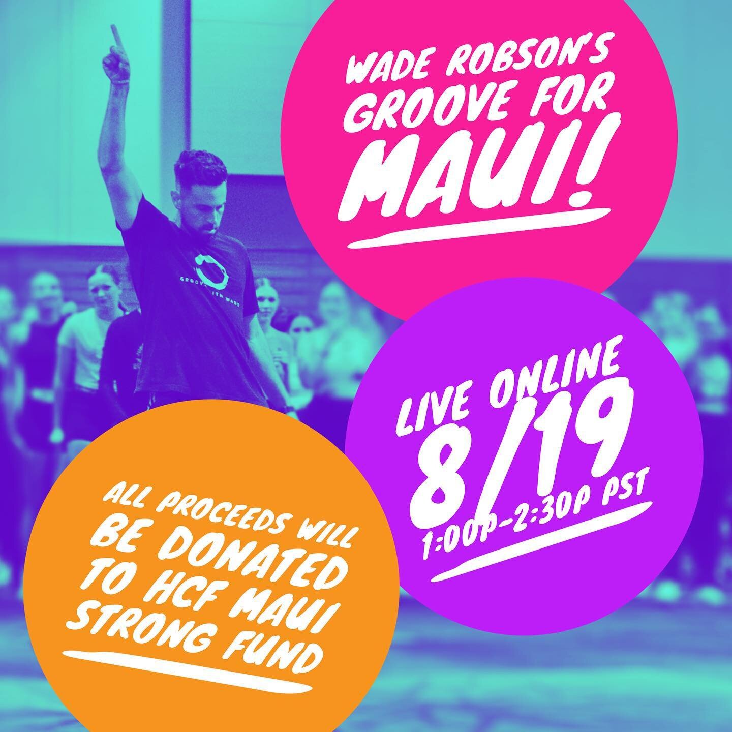This Saturday 8/19/23 1:00pm-2:30pm Pacific Time: Let&rsquo;s come together, live online, and GROOVE FOR MAUI! 
100% of the proceeds from this class will be donated to @hawaiicommunityfoundation MAUI STRONG FUND (hawaiicommunityfoundation.org/strengt