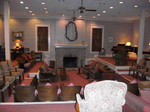 This was the fabulous room where our programs were held. One day we had snow--in Texas of all things. So, we lit the fire. It was great.