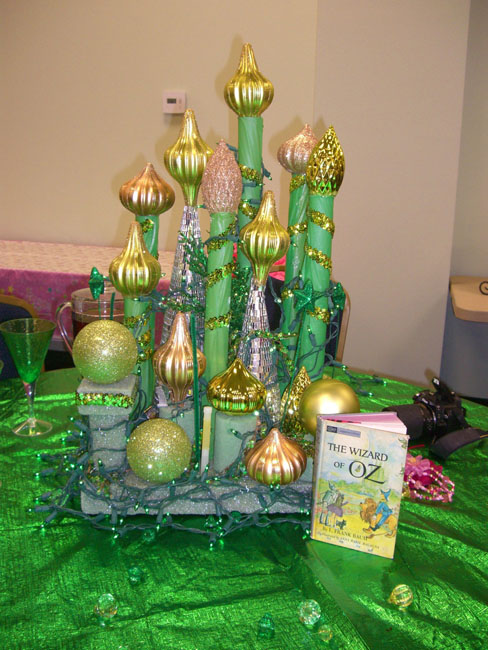   Each of the Book Clubs decorated their table for the party. They were all beautiful and so creative. This one is the Emerald City.  