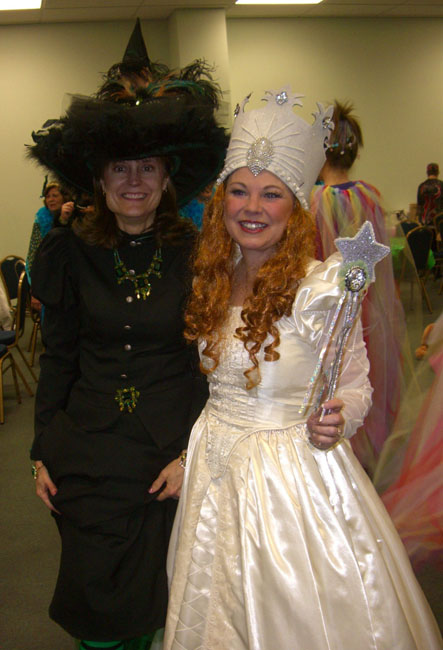   This is Vicki Lee from the Jefferson, Texas book club. I wish you could see her hat. It was amazing! And she had on green-and-black striped tights. Doesn't she look great?!  