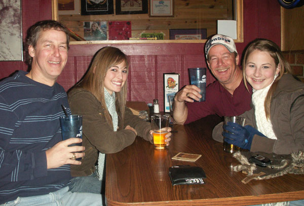   While Mama's away, the mice will play. The boys slipped in this photo while they were passing them around for all to see. Notice, the boys are holding water glasses and the girls are holding beer glasses. Ha, ha, ha. Very funny, boys.  