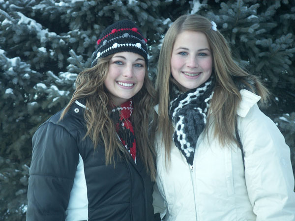   Our girls wore different hats and scarfs everyday of the week. No wonder their suitcases were twice the size of the boys! (19 year old on the left, 17 year old on the right)  