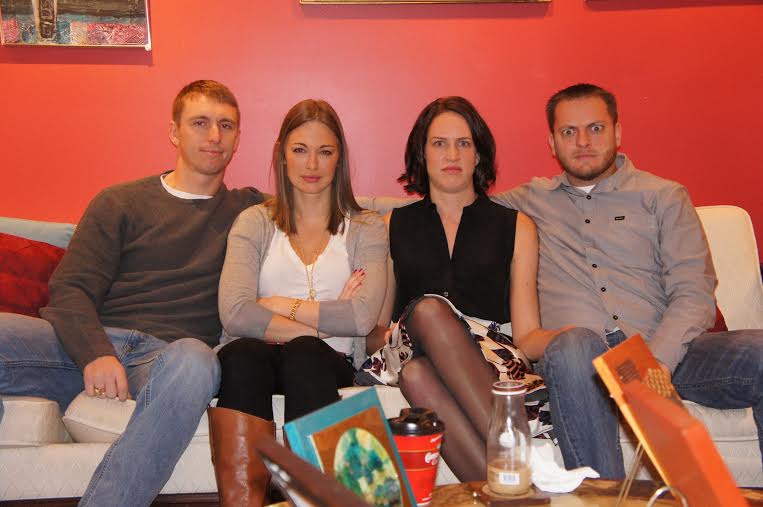 "Game Faces" Left to Right: My son-in-law, 27 yo daughter, niece-in-law (is that a word?), and nephew.