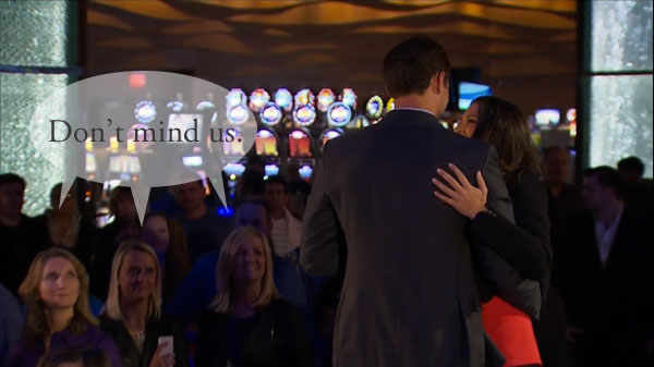 Nothing says romance like dancing on an elevated platform surrounded by hundreds of Bachelorette fans.