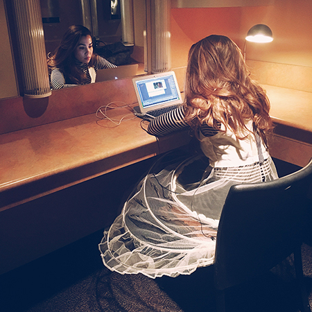My castmate snuck this photo of me in my rehearsal dress making .GIFs