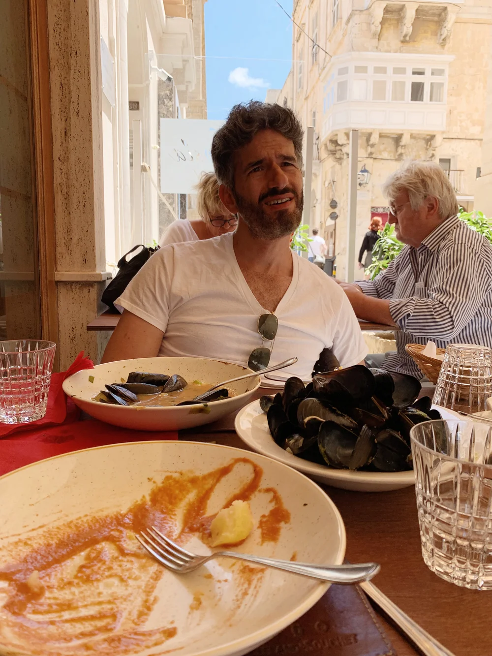  Wrapping up a fantastic lunch. I snuck this while Andy was singing a song about getting going 😂 