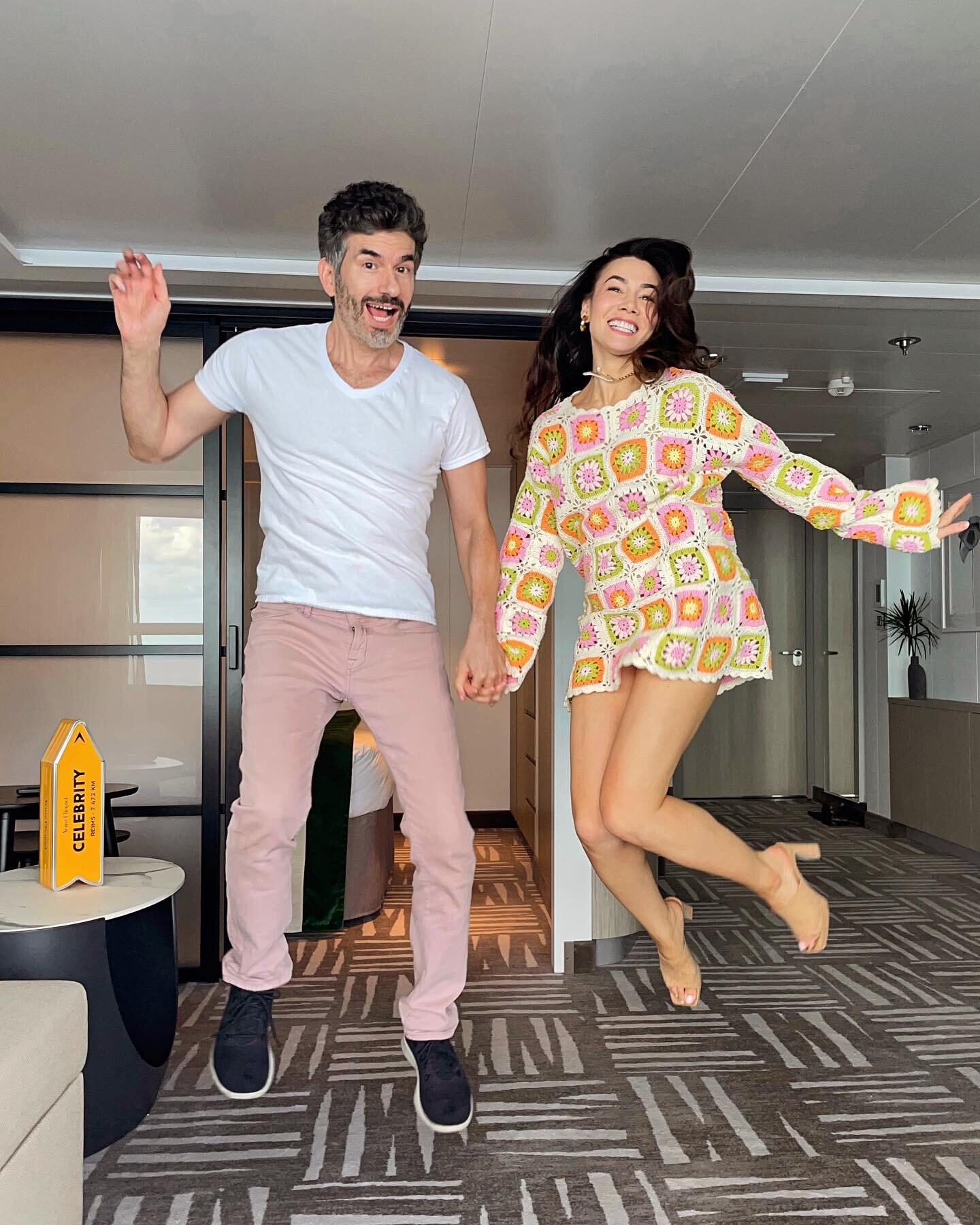 You&rsquo;ll be jumping for joy too 💃🏻🕺🏻 An honor to help launch @celebritycruises&rsquo; brand new #celebrityascent and we made some new friends along the way 🥰
PS&mdash;I&rsquo;ve linked my cruise looks in my Stories! #babyletscruise #celebrit