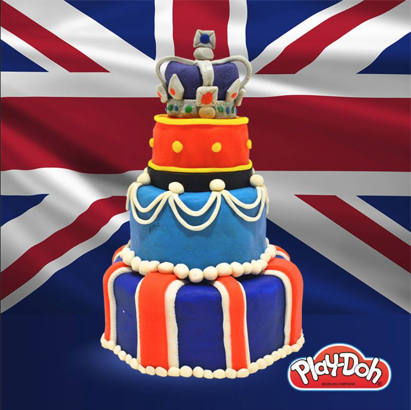 Queen Elizabeth II Birthday Cake Play-Doh Facebook & Instagram Post
