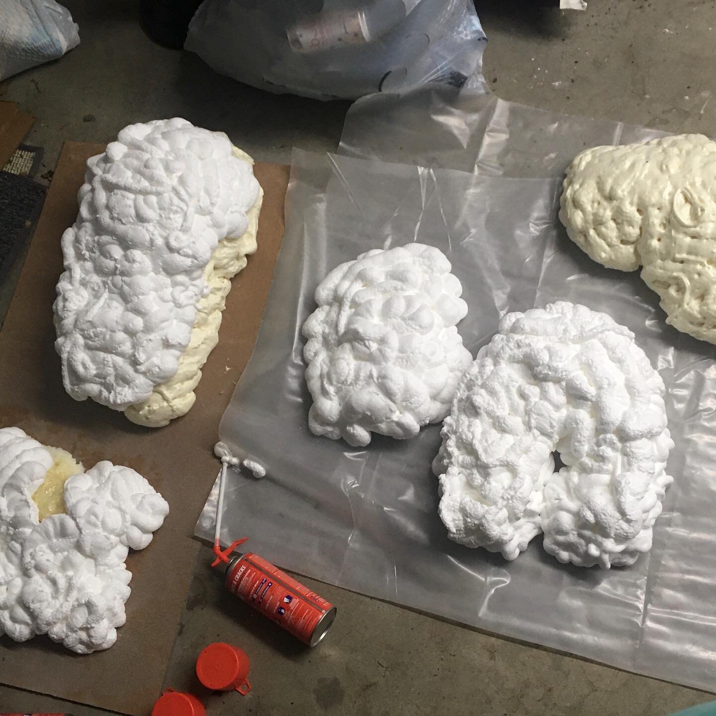 Now that it has been more than a year, it sure feels good to be making something a little messy again! I am massing out the rough forms for the squishy sensors using spray insulation foam, aka &ldquo;Great Stuff&rdquo; (which admittedly is just ok, I
