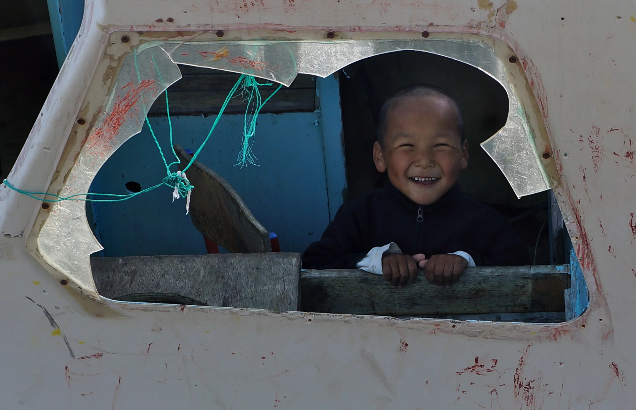 A child in a small village in Southeast Greenland
