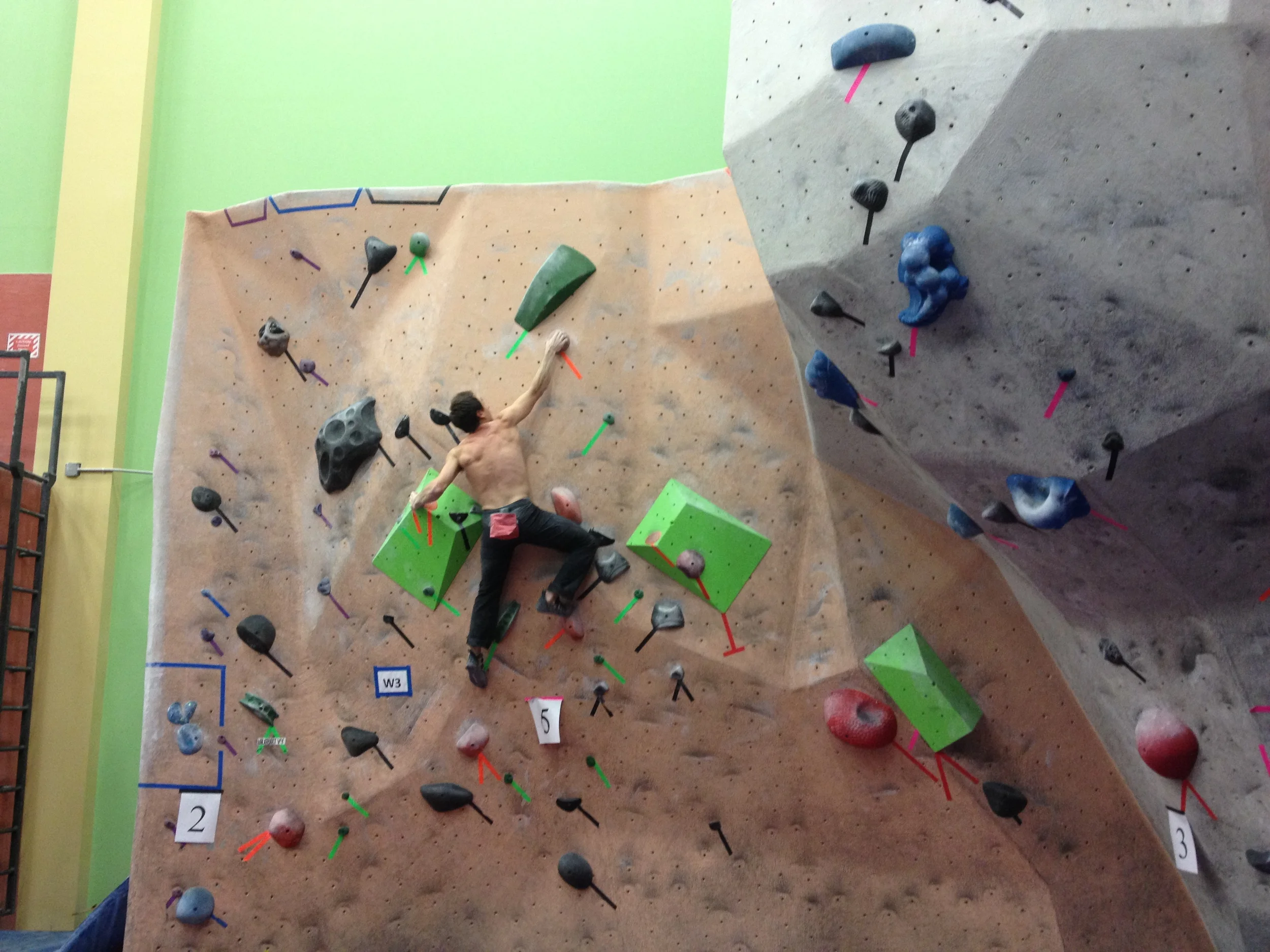 Carlo sending the 6-point boulder