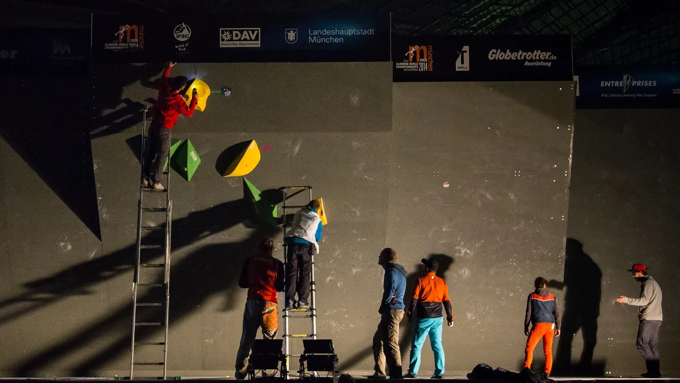 Erasing the boulder problems at World Championships. 