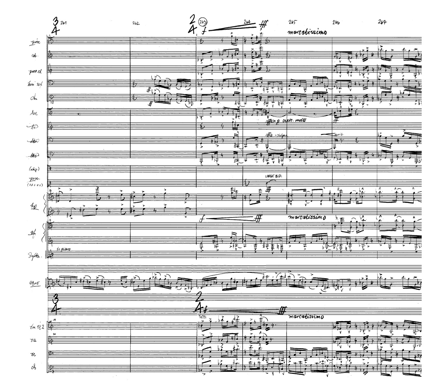 Example 3: Strict doubling of the oboe line. e at ing fi lumena lionheart, mm. 261 – 267. 