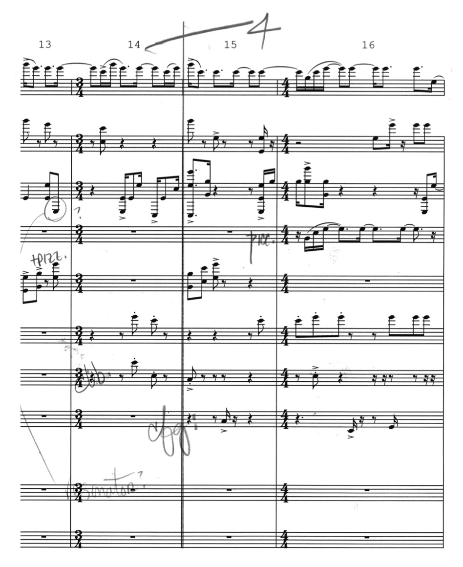 Example 13: Comparing the sketch score (above) with the fi nal score (p. 22) 