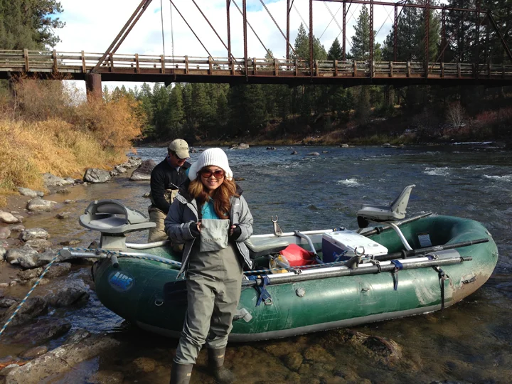 This is me in my oh so fashionable waders. &nbsp;I loved every minute of being in my nifty outfit!