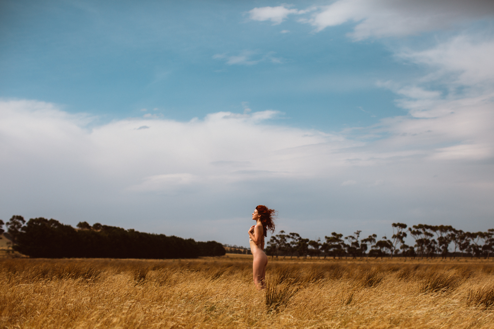 Fine Art Nude Girl In Grass Field