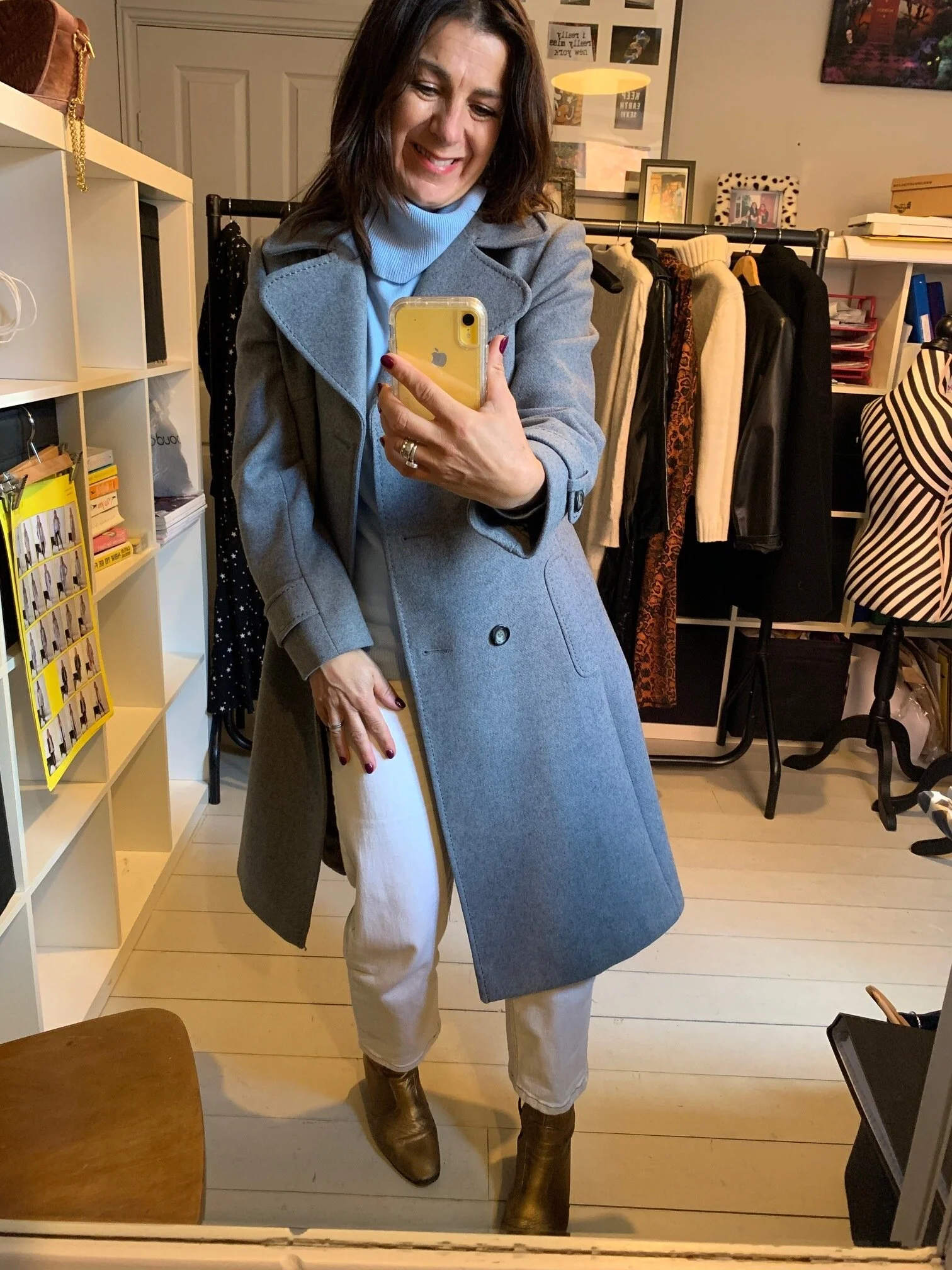 This gorgeous coat, hardly worn, incredible quality found in the charity shop. Love the lapels and wide stitching.